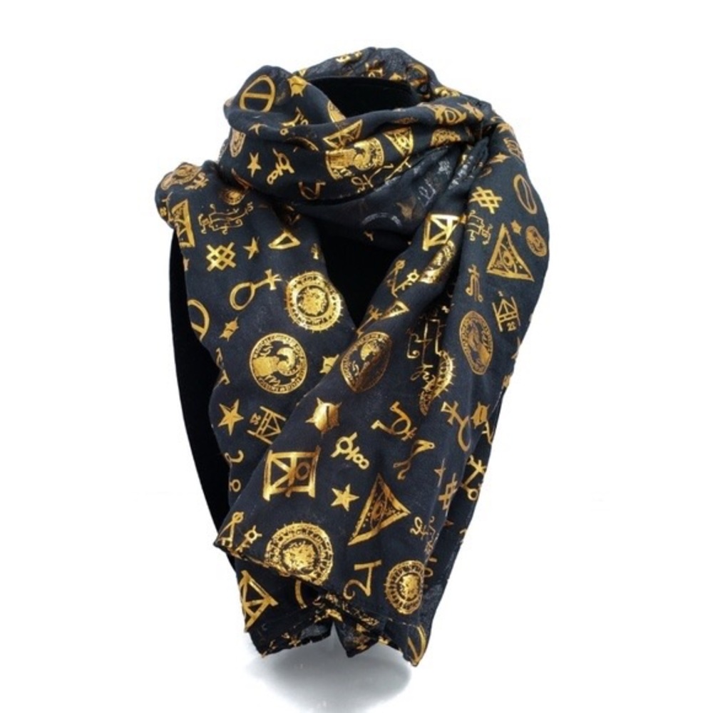 Fantastic Beasts Gold Foil Viscose Scarf Loot Crate Exclusive